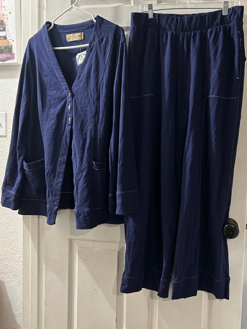 Free People Navy Wide-Leg Lounge Pants